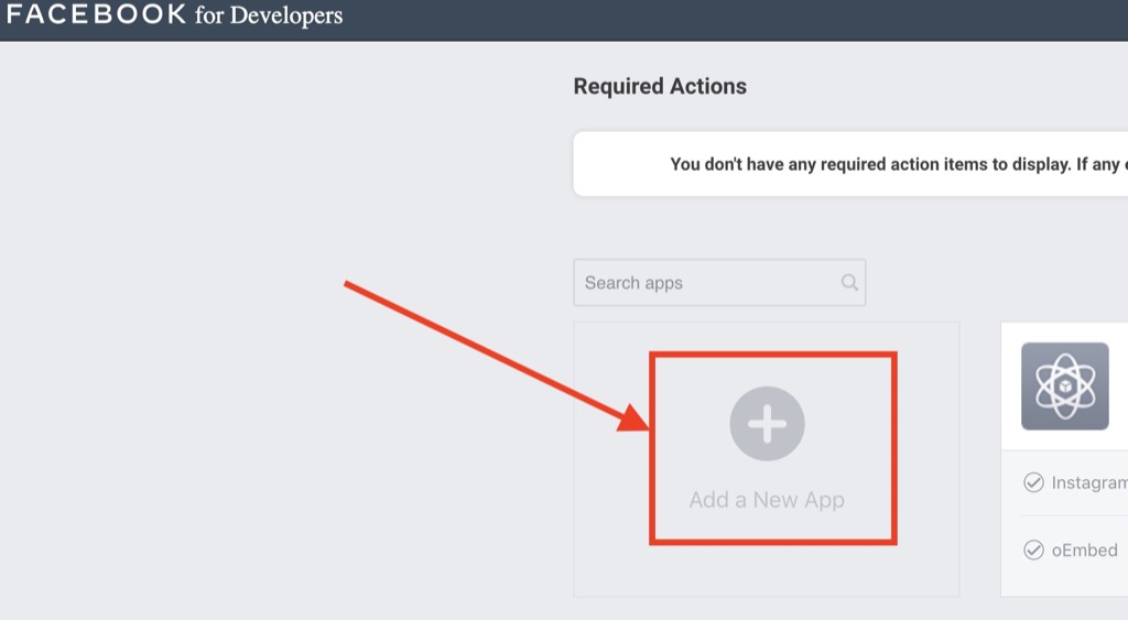 Create new app in Facebook Developer Portal